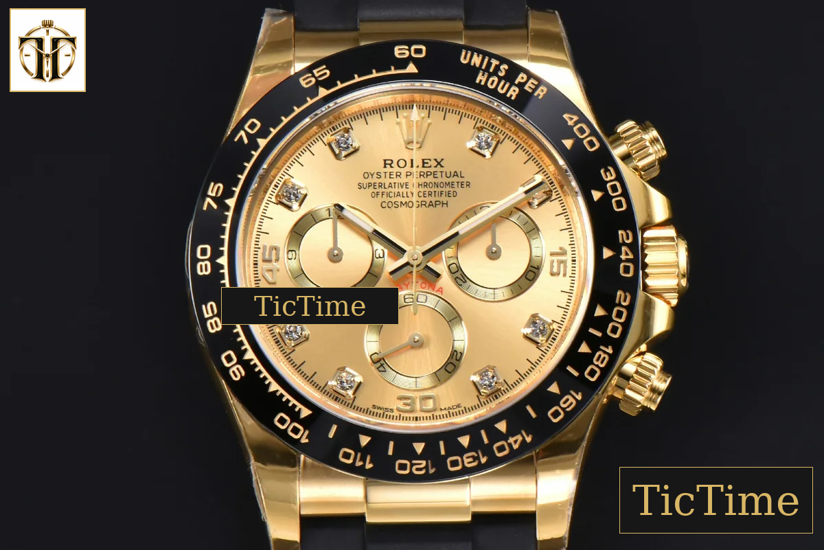 Daytona 116518 40mm APSF YG YG Dial Ceramic Bezel Diamond Marker Oysterflex Strap Tungsten Version SH4130 — foto 2