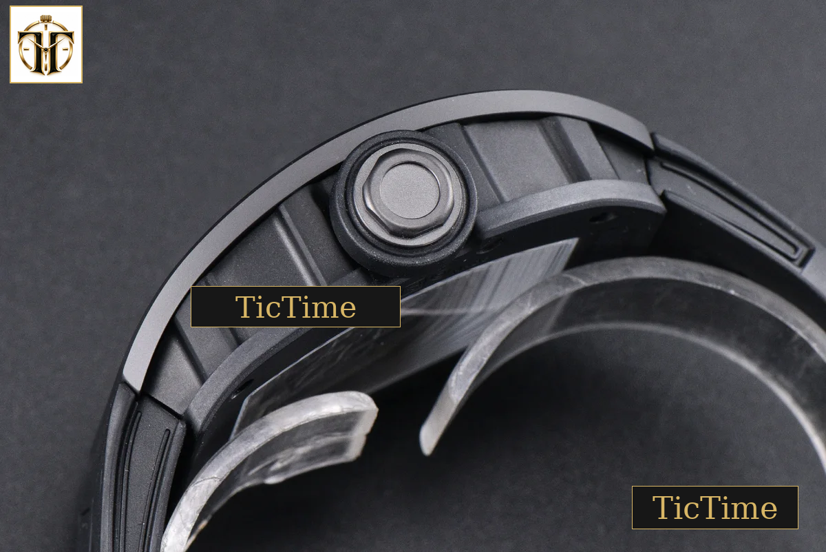 RM055 42.7mm ZF Ceramic Black Bezel White Skeleton Dial Black Crown Black Rubber Strap RMUL2 — foto 15
