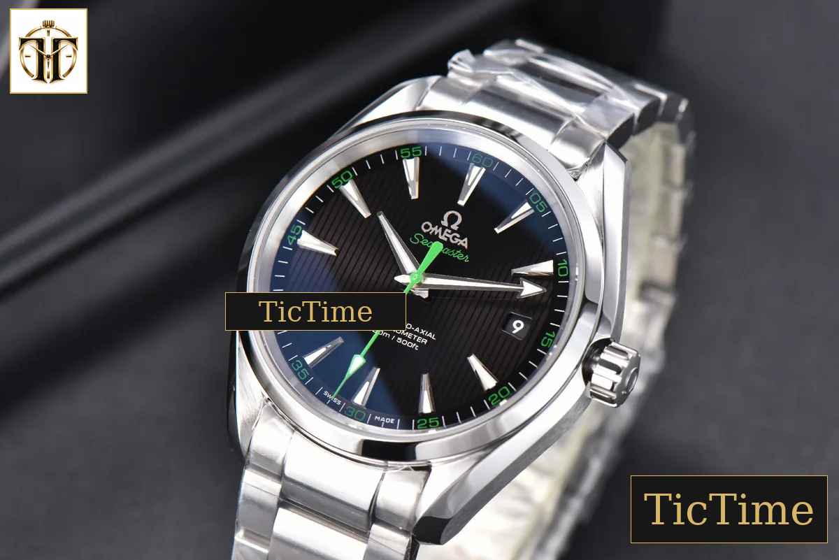 Aqua Terra 150M 41mm VSF Black Dial Green Hand SS Bracelet A8500 — foto 5