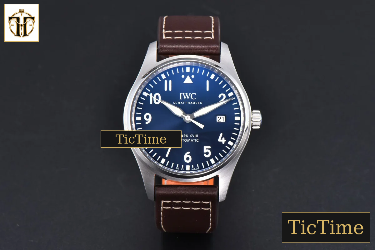 Mark XVIII IWC327010 40mm V7F Blue Dial Brown Leather Strap A2892 — foto 3