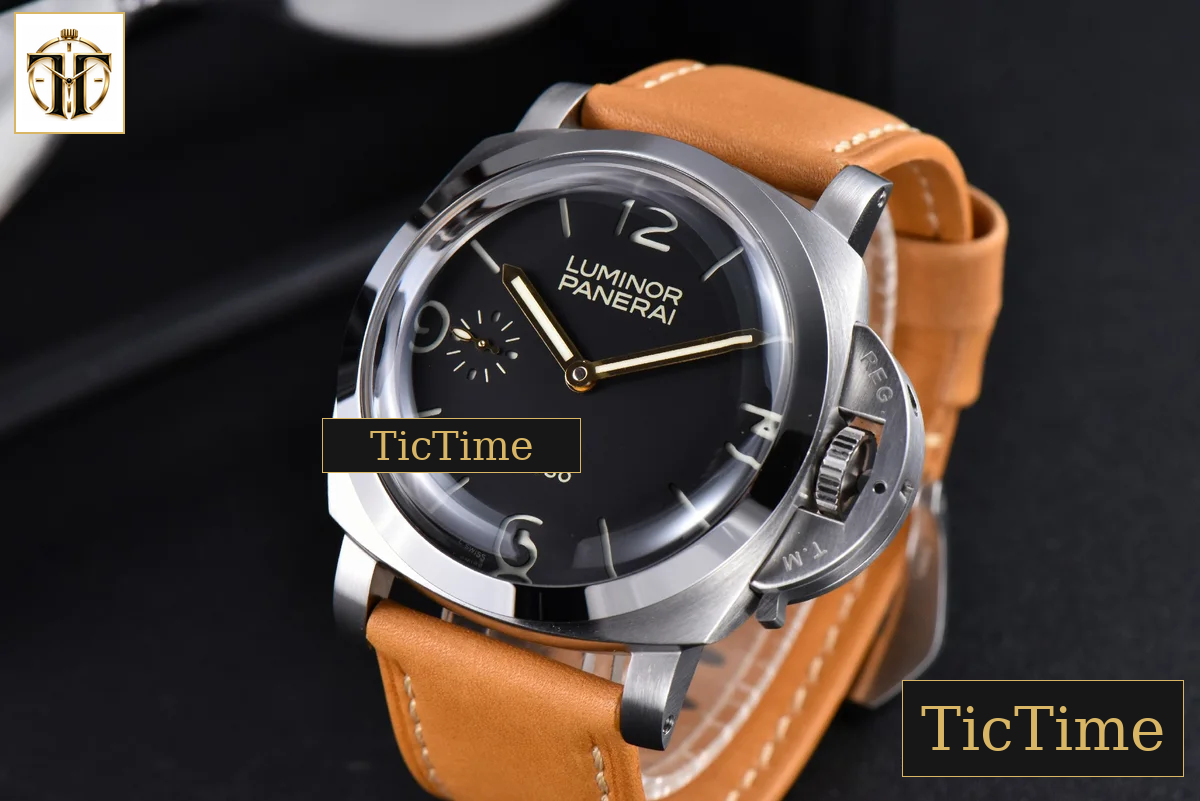E Luminor 1950 PAM127 47mm XF Black Dial Brown Leather Strap A6497 — foto 3