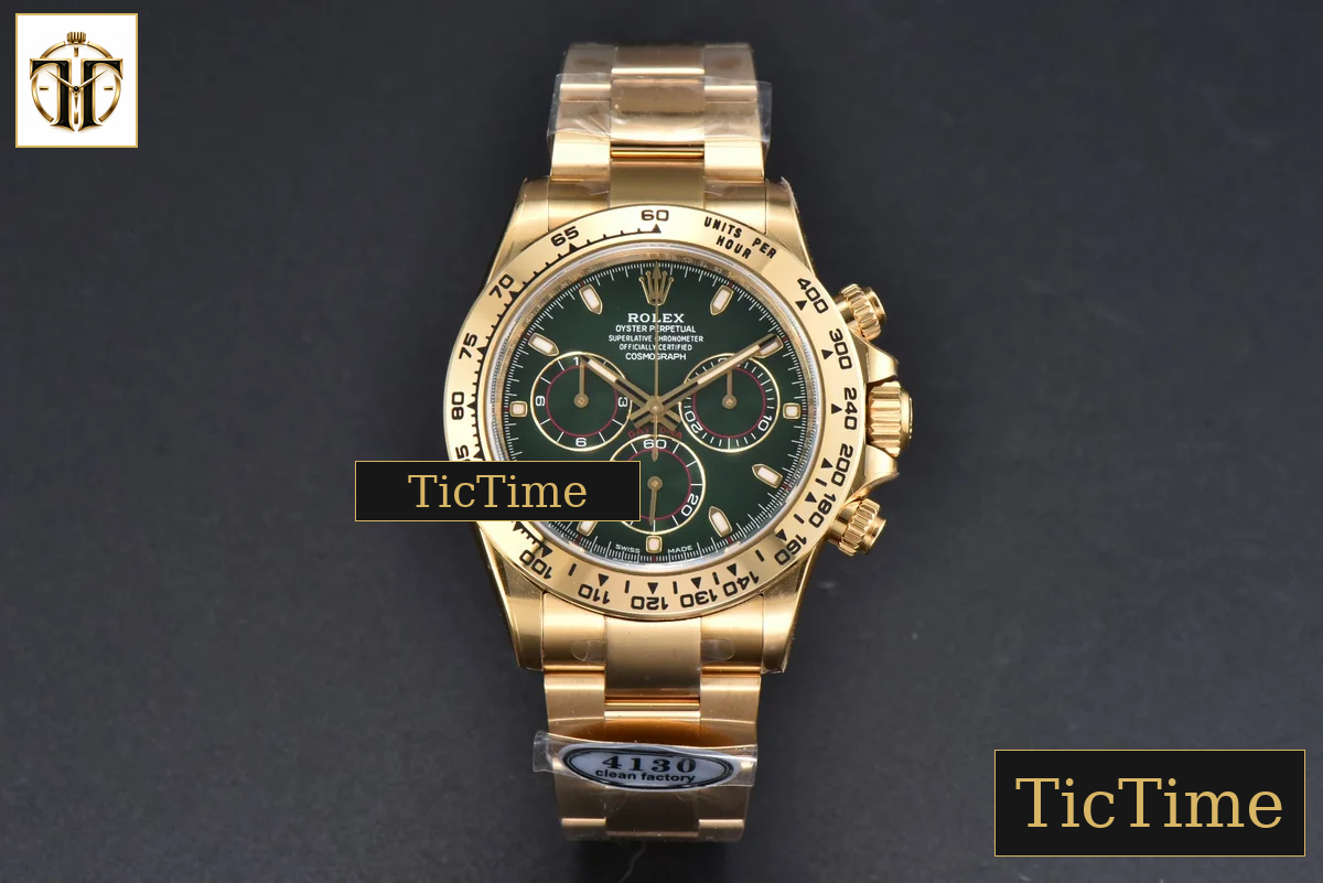 Daytona 116508 40mm Clean Factory YG 904L Green Dial YG Bracelet SA4130 — foto 3