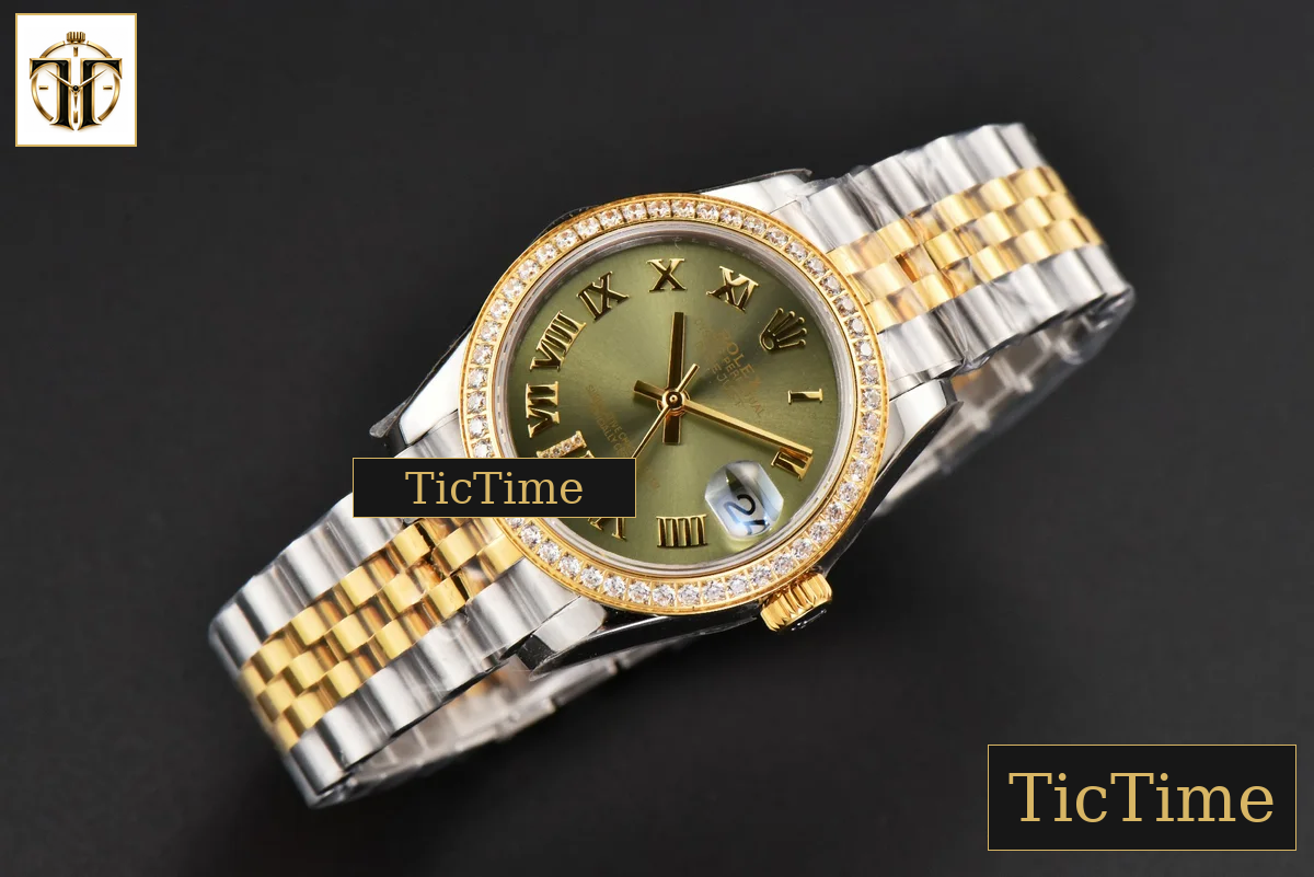 DateJust Ladies 904L 31mm WF YG/SS Diamond Green Dial Roma Marker Jubilee Bracelet A2671 — foto 15
