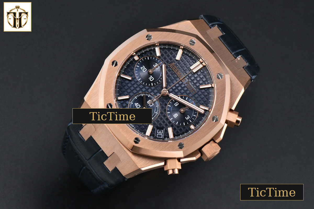 Royal Oak Chronograph 26240 41mm APSF RG Blue Checkered Dial Blue Subdial Blue Leather Strap V2 SH4401 — foto 3