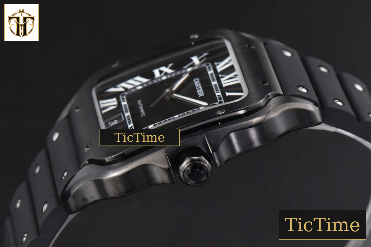 Santos Large 40mm GF PVD Black Dial Black Rubber Strap Miyota 9015 — foto 10