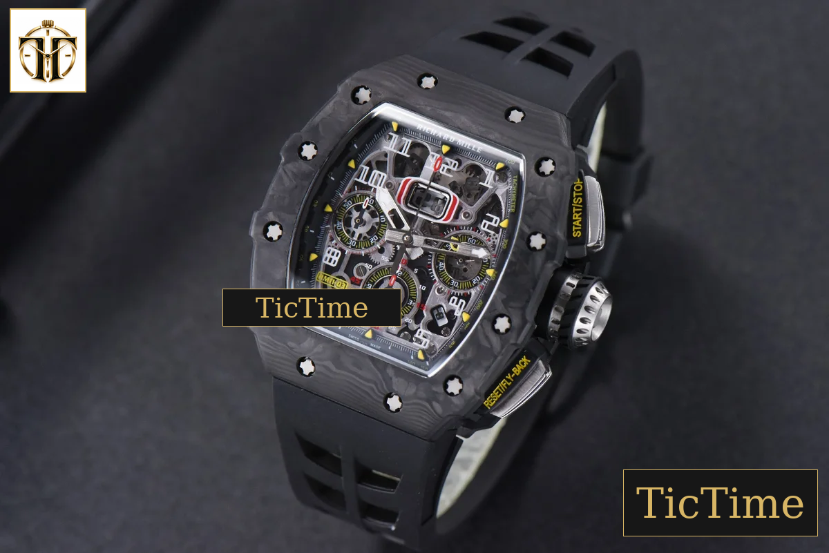NTPT Chrono RM011 KVF Skeleton Dial Black Rubber Strap V2 A7750 — foto 4