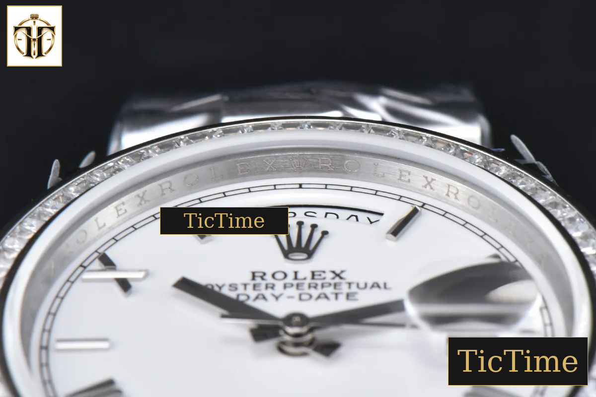 DayDate 36mm GMF SS Diamond Bezel White Dial Roman Marker President Bracelet (Tungsten) A2836 — foto 13