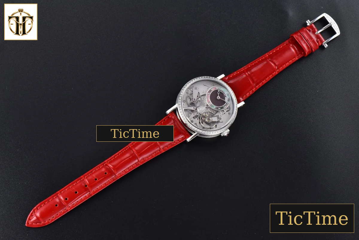 Tradition 7038BB 40mm ZF Diamond White Dial Red Leather Strap A505 — foto 25
