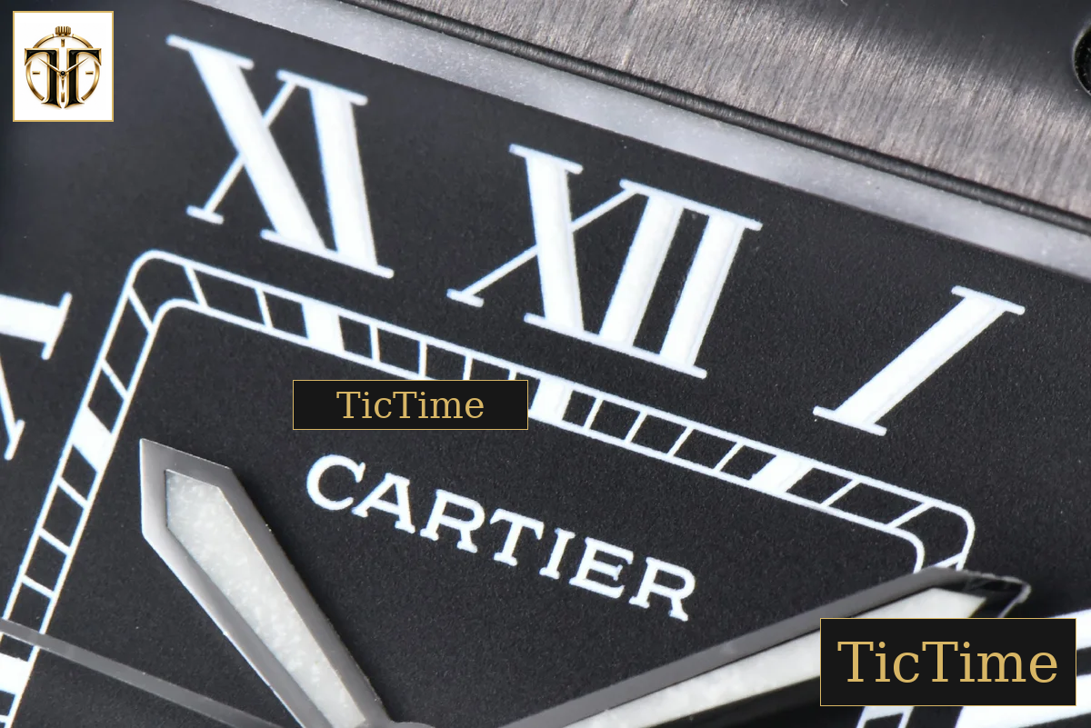 Santos de Cartier Medium 35mm AF SS Black Dial Black Bezel Black Leather Strap Miyota 9015 — foto 4