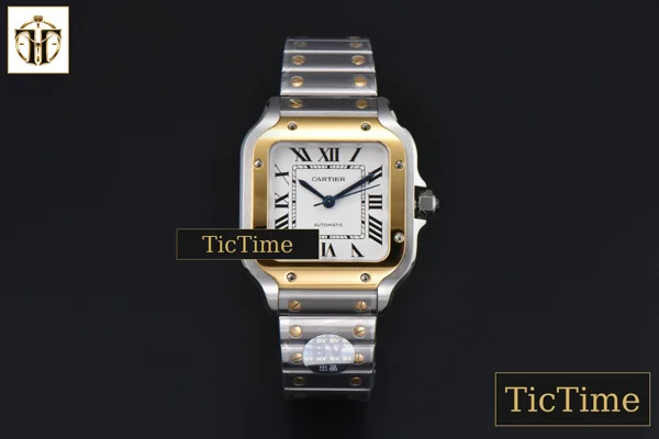 Foto frontal — Santos de Cartier Medium 35mm BVF YG/SS White Dial YG/SS Bracelet Miyota 9039