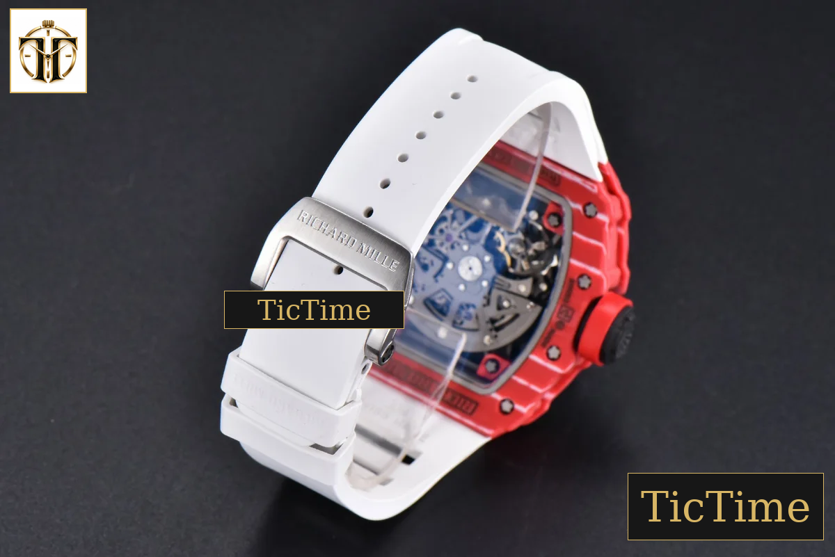 RM035-02 42mmx50mm ZF Red Carbon Dial white Rubber Strap V5 NH05A — foto 17