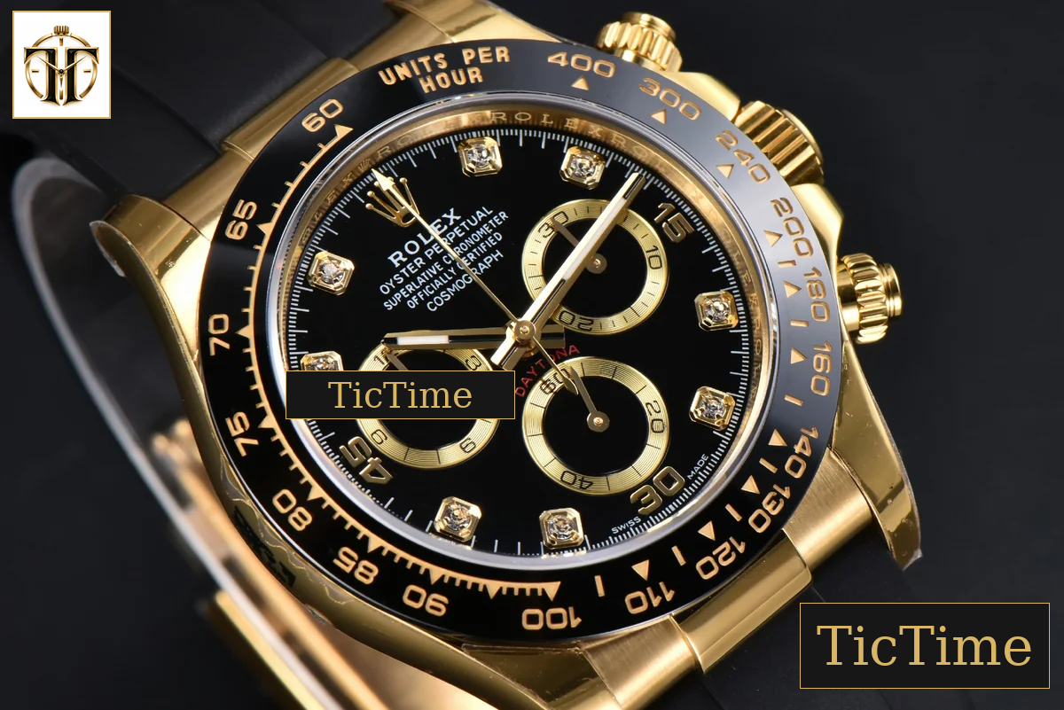 Daytona 116518 40mm APSF YG Black Dial Ceramic Bezel Diamond Marker Oysterflex Strap Tungsten Version SH4130 — foto 15