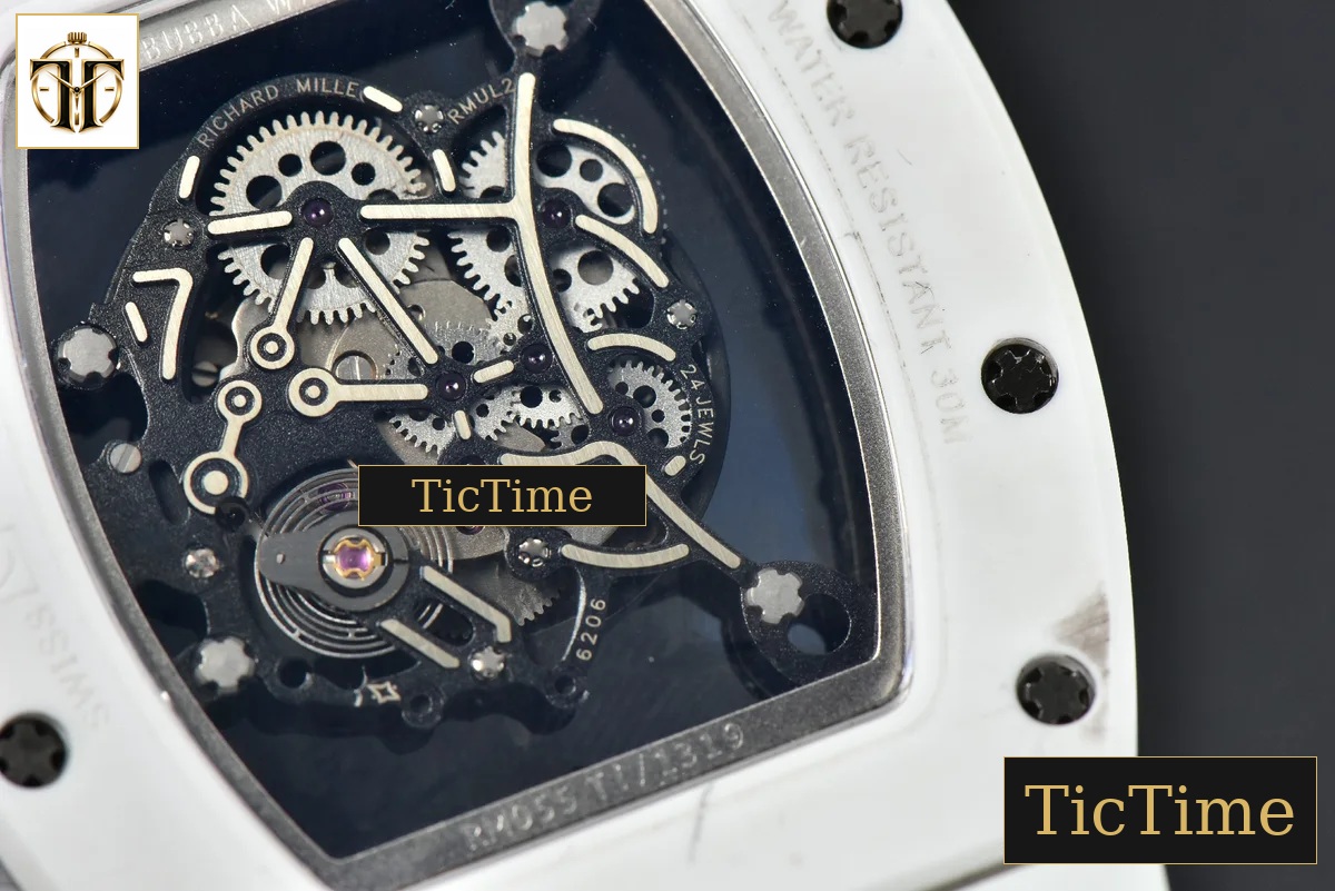 RM055 42.7mm ZF White Ceramic Black Skeleton Dial White Rubber Strap V6 NH05 — foto 24