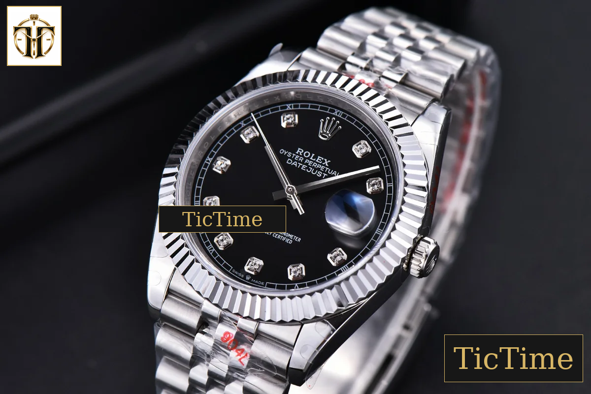 Datejust 41mm GMF SS Black Dial Diamond Marker Fluted Bezel Jubille Bracelet VR3235 — foto 5