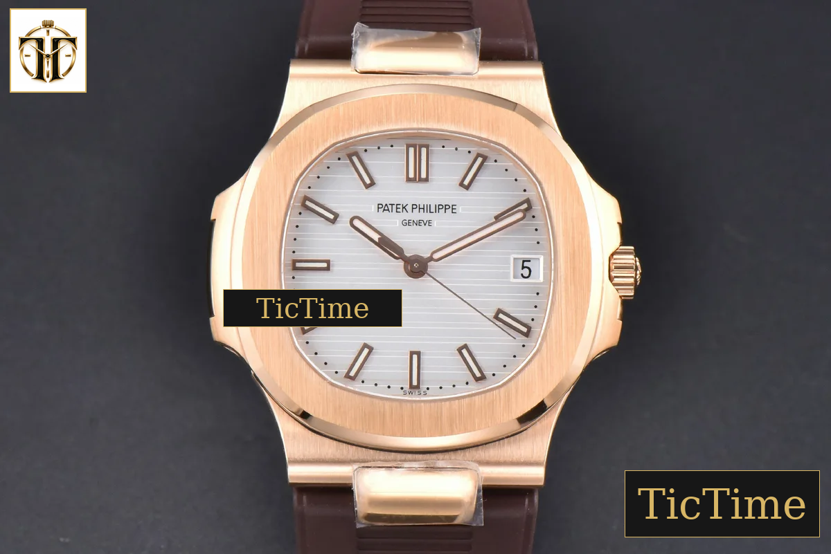Nautilus 5711R 40mm PPF RG White Dial Brown Rubber Strap V5 A324SC — foto 2