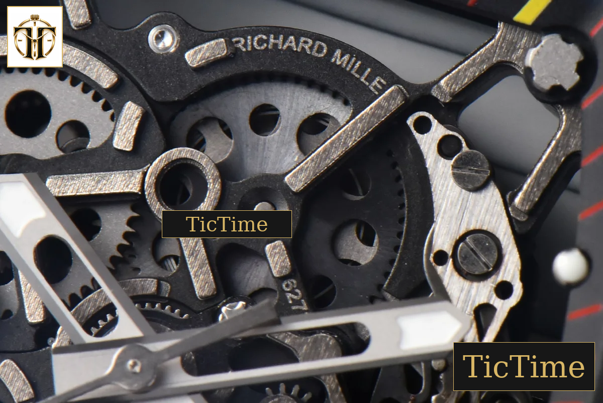 RM035-02 42mm T+F White Forged Carbon Skeleton Dial Red Crown Orange Rubber Strap RMUL2 — foto 7