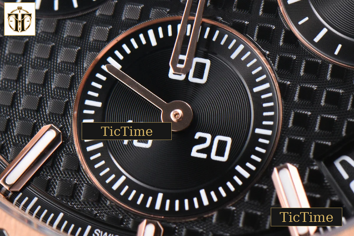 Royal Oak Chronograph 26240 41mm APSF RG Black Checkered Dial Black Subdial Black Leather Strap V2 SH4401 — foto 9