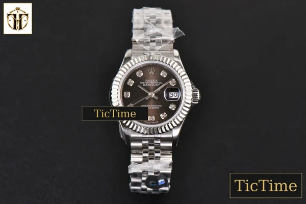 Foto frontal — DateJust Ladies 28mm WF Gray Dial Diamond Marker Jubilee Bracelet A2236