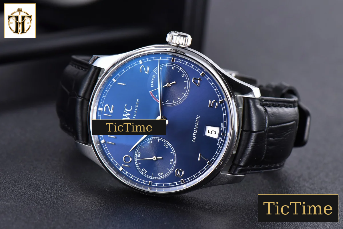 Portuguese PR IW500710 42mm ZF Blue Dial Black Leather Strap A51011 — foto 11