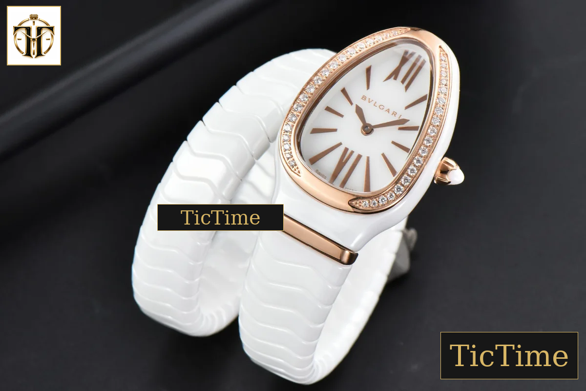 Serpenti Spiga 35mm BVF RG White Ceramic White Dial Diamond Bezel Quartz — foto 3