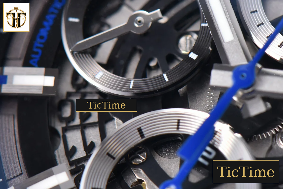 Calibre Heuer 01 Chrono 45mm XF PVD Skeleton Dial Blue Hand Blue Rubber Strap A1887 — foto 7