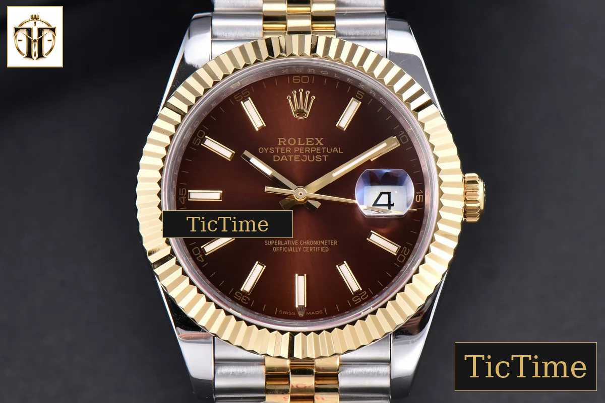Datejust 41mm GMF YG/SS Brown Dial Stick Marker Fluted Bezel Jubille Bracelet VR3235 — foto 2