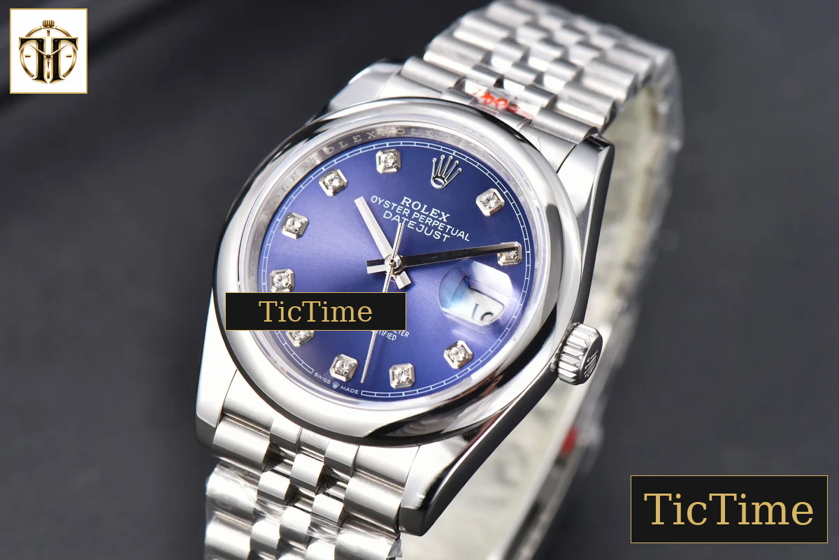 DateJust 36mm GMF SS Smooth Bezel Blue Dial Diamond Roma Marker Jubilee Bracelet VR3235 — foto 16