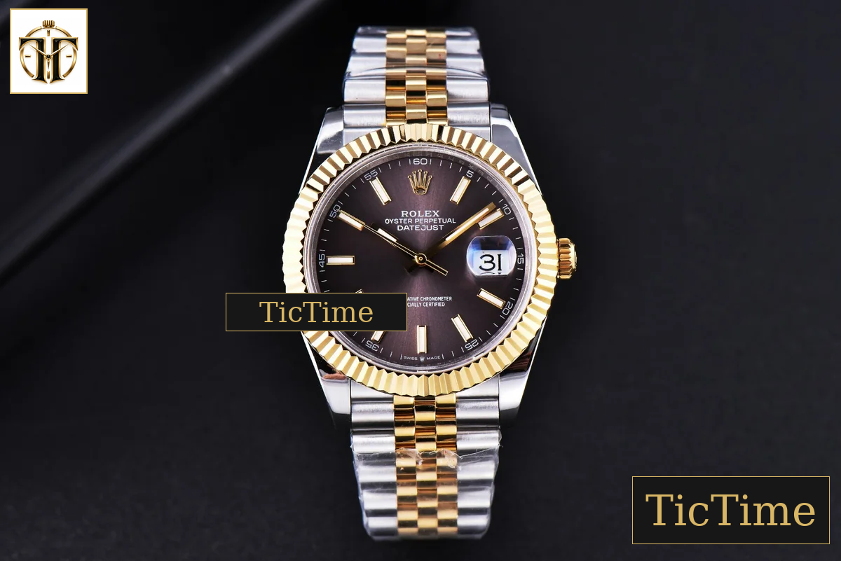 Datejust 41mm GMF YG/SS Gray Dial Stick Marker Fluted Bezel Jubille Bracelet VR3235 — foto 3