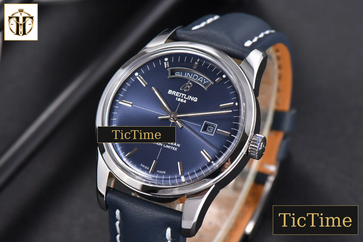 Transocean Day & Date 43mm V7F Blue Dial Black Leather Strap CA145 — foto 5