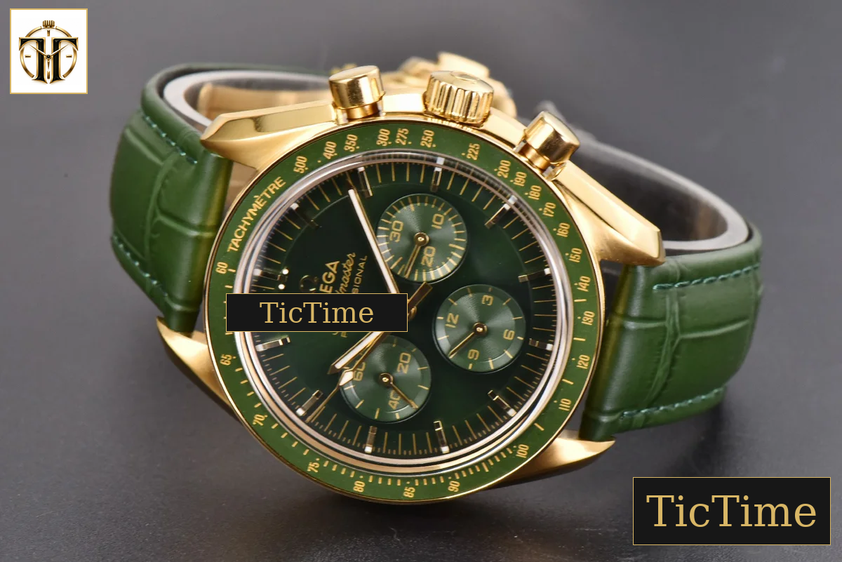 Speedmaster Moonwatch 42.5mm V6SF YG/Green Dial Green Rubber Strap Manual Chrono — foto 13