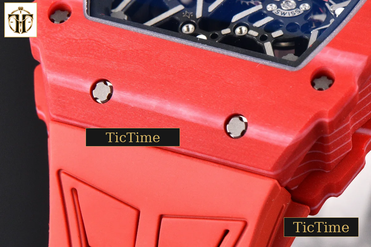 NTPT RM035-02 ZF Red Bezel Black Skeleton Dial Red Crown Red Rubber Strap V7 RMAL1 — foto 12