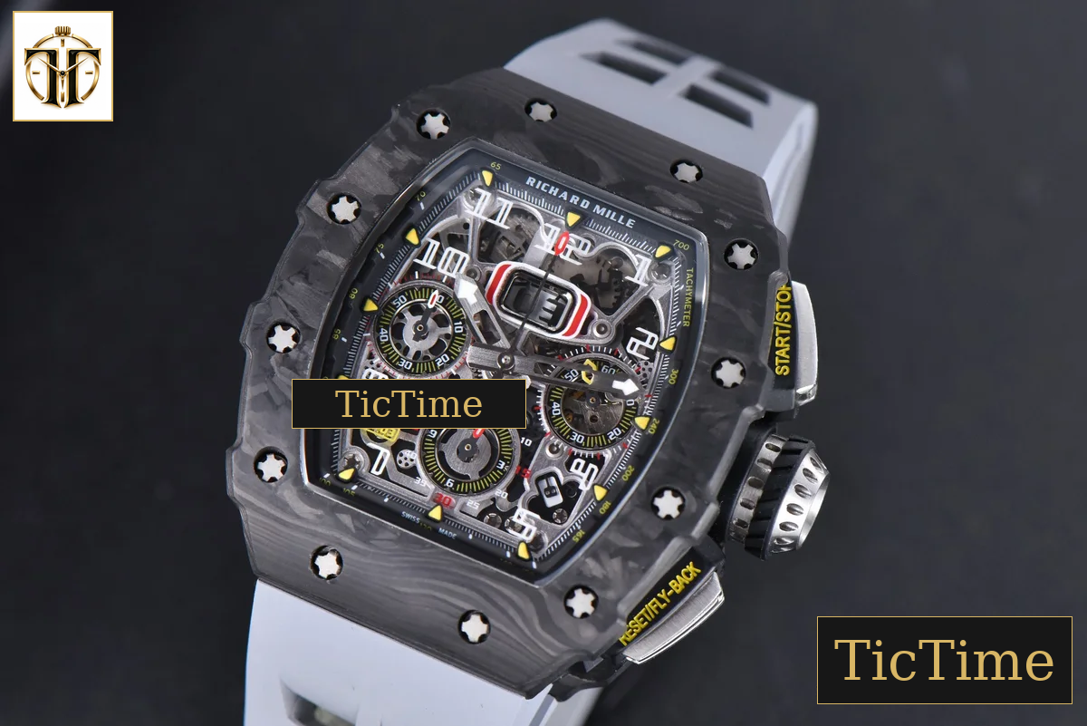 NTPT Chrono RM011 KVF Skeleton Dial Gray Rubber Strap V2 A7750 — foto 4