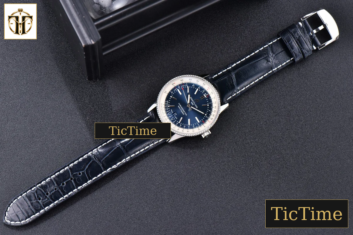 Navitimer 41mm TF SS Blue Dial White Bezel Blue Leather Strap A2824 — foto 23