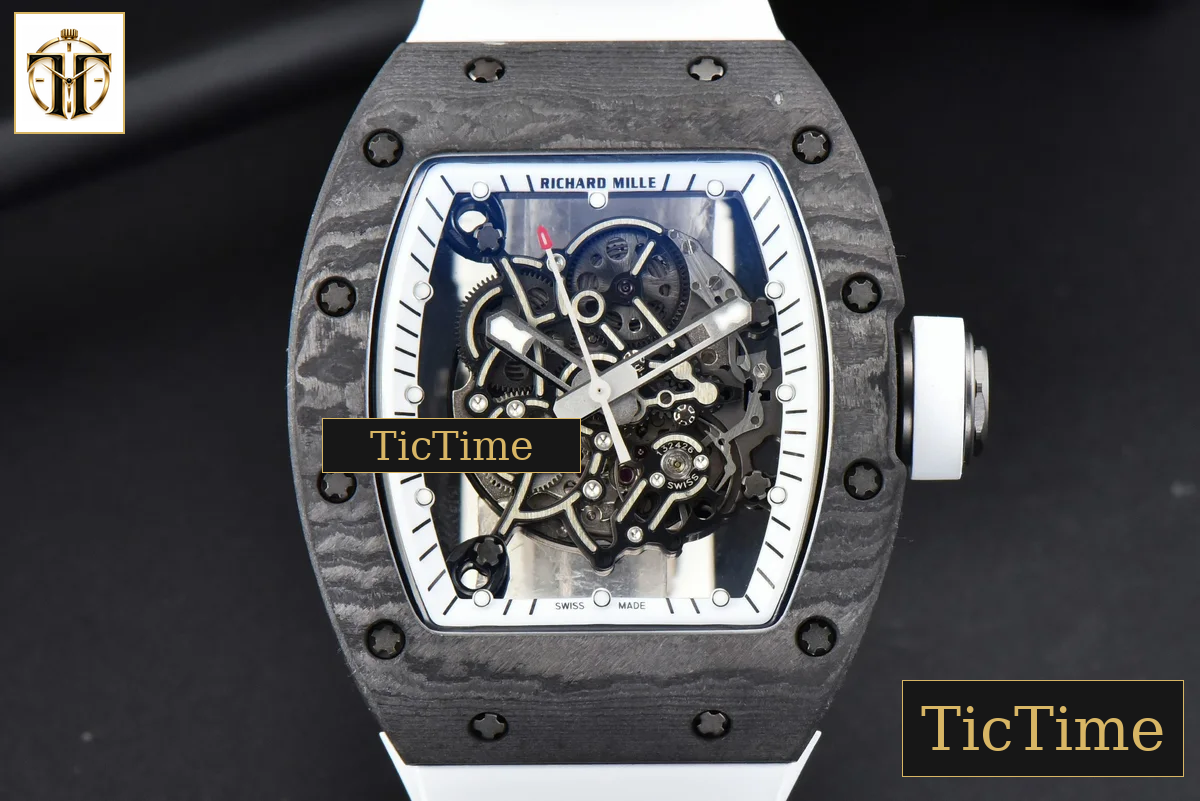 Bubba Watson RM055 42.7mm ZF Black NTPT White Skeleton Dial White Rubber Strap V6 NH05 — foto 2