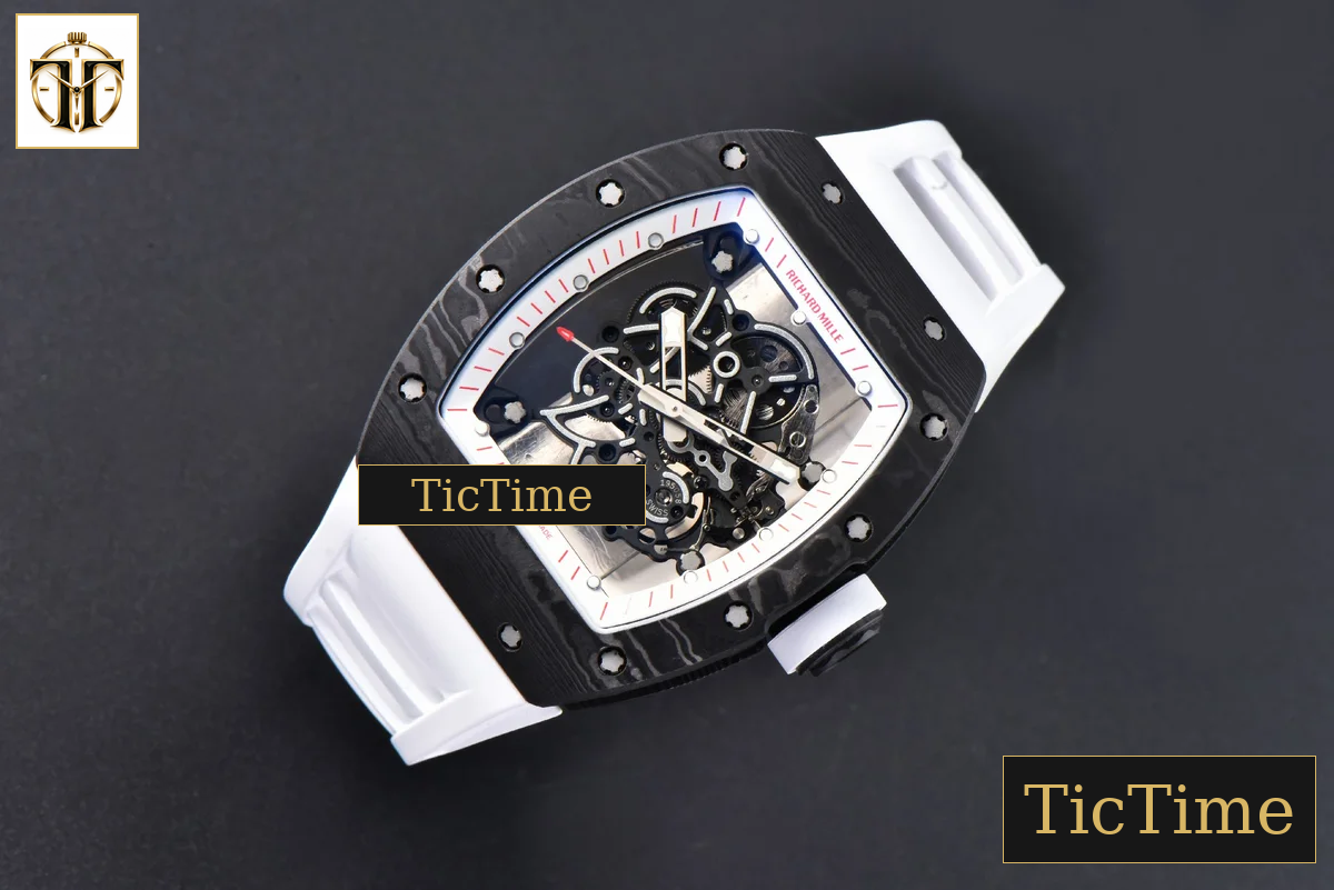 NTPT RM055 43mm ZF White/Pink Bezel White Crown White Rubber Strap V6 RMUL2 — foto 4