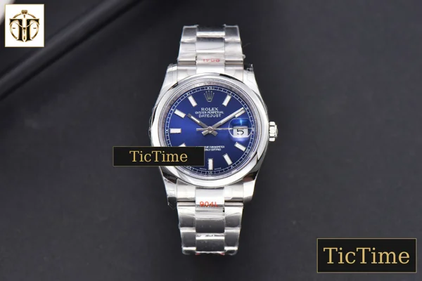 Foto frontal — DateJust 36mm GMF SS Smooth Bezel Blue Dial Lume Marker Oyster Bracelet VR3235