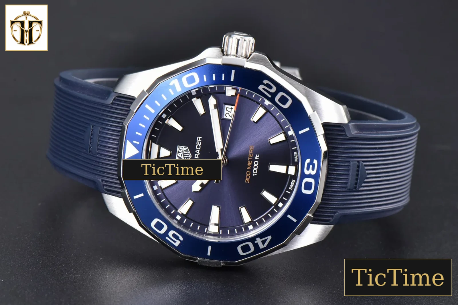 Aquaracer 300M 41mm OF Purple Dial Blue Rubber Strap — foto 12