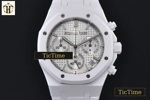 Foto frontal — Royal Oak Chronograph 26240 41mm APSF Ceramic Sliver Checkered Dial Sliver Subdial Ceramic Bracelet V2 SH4401