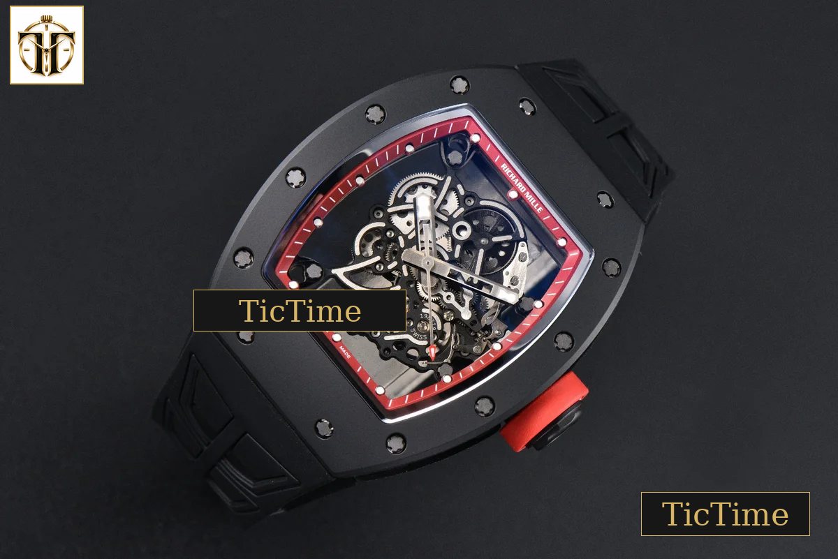 RM055 42.7mm ZF Ceramic Black Bezel Red Skeleton Dial Red Crown Black Rubber Strap RMUL2 — foto 3