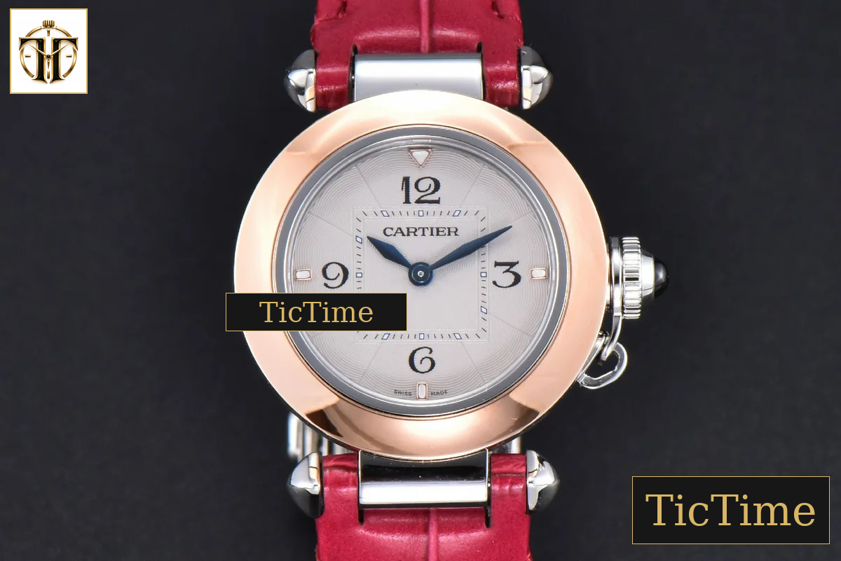 Pasha Ladies 30mm AF RG White Dial Rose Red Leather Strap Jap Quartz — foto 2
