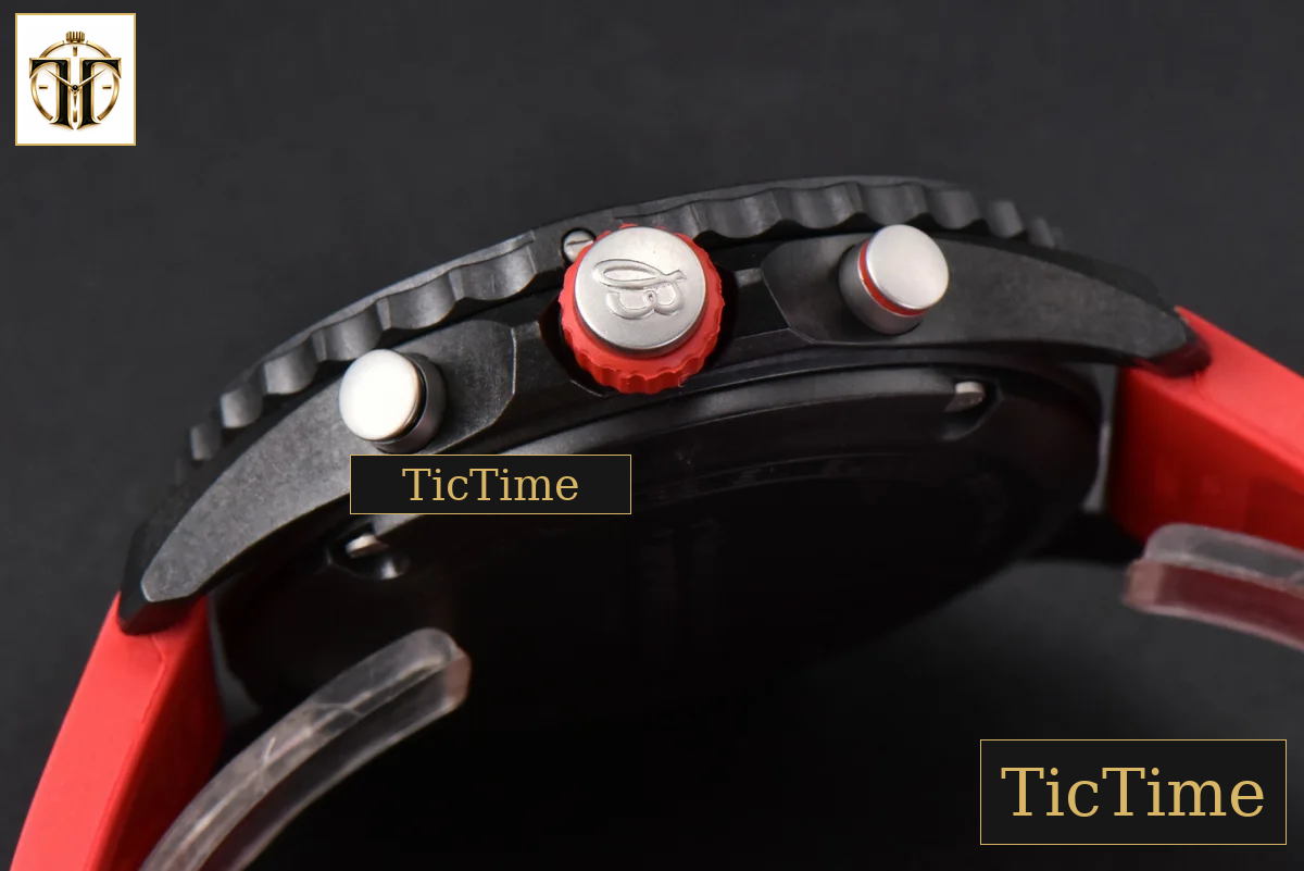 Endurance Pro 44mm OF Red Chronometer Dial Red Rubber Strap Swiss Quartz — foto 18