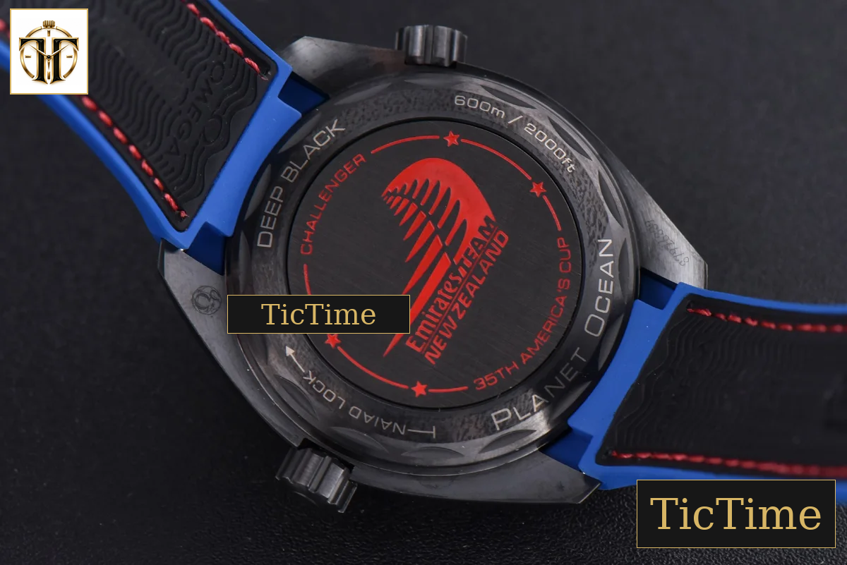 Planet Ocean 600m Deep 45.5mm VSF Black Ceramic Black Dial Blue/Red Bezel Rubber Strap A8906 — foto 14