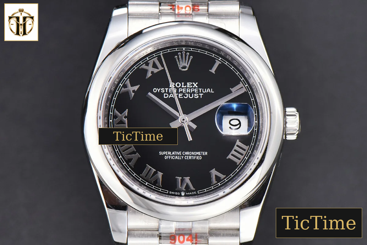 DateJust 36mm GMF SS Smooth Bezel Black Dial Roma Marker Jubilee Bracelet VR3235 — foto 17