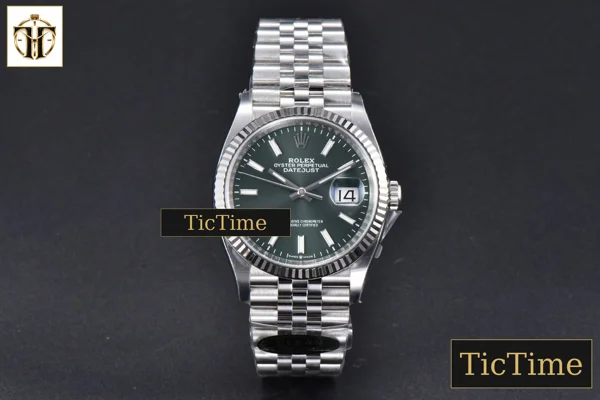 Foto frontal — DateJust Mint 126234 36mm Clean Factory Green Dial Jubilee Bracelet VR3235