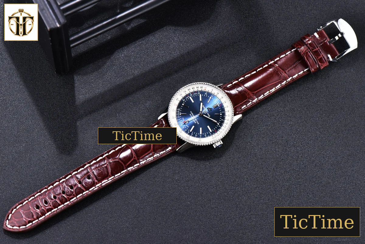 Navitimer 41mm TF SS Blue Dial White Bezel Brown Leather Strap A2824 — foto 20