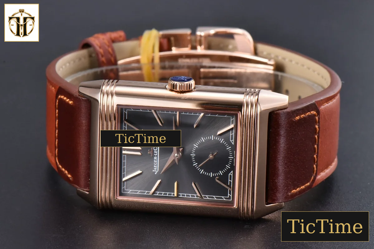 Master Reverso Tribute Small Seconds 30x47mm MGF RG Gray Dial Brown Leather Strap A854A — foto 12