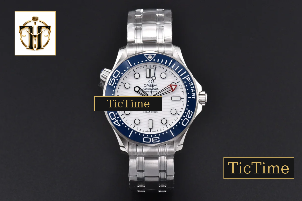 SeaMaster 300M VSF White Dial Blue Bezel Steel bracelet movment( free rubber strap ) VS8800 — foto 4