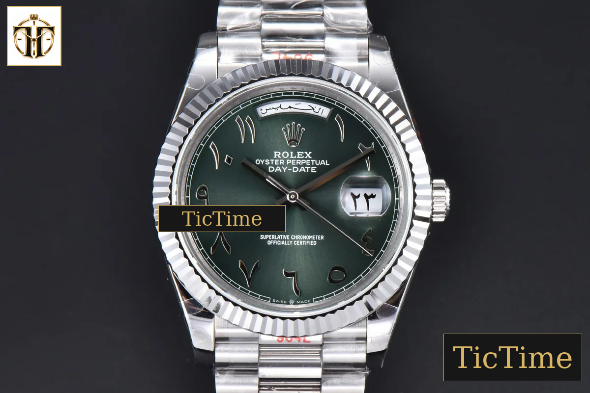 DayDate 904L Oliva 40mm GMF Green Arabic Dial President Bracelet A2836 — foto 2