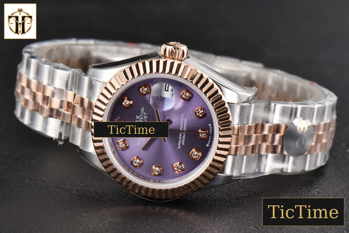 DateJust Ladies 28mm WF RG/SS Purple Dial Diamond Marker Jubilee Bracelet A2236 — foto 16
