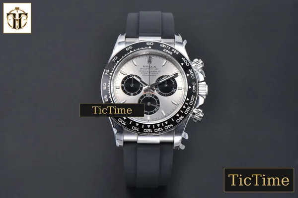 Foto frontal — Daytona 126519 40mm BPF SS Black Bezel Grey Dial Black Subdial Black Oysterflex Strap SH4131